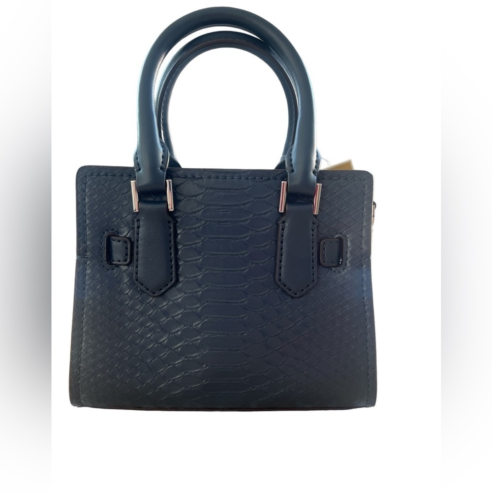 Michael Kors Hamilton Snake embossed Leather Satchel Crossbody bag Navy … - Picture 3 of 10